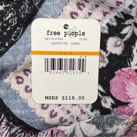 NWT Free People Intimately Stevie Printed Maxi Slip Dress Size S Graphite Combo - Picture 13 of 13